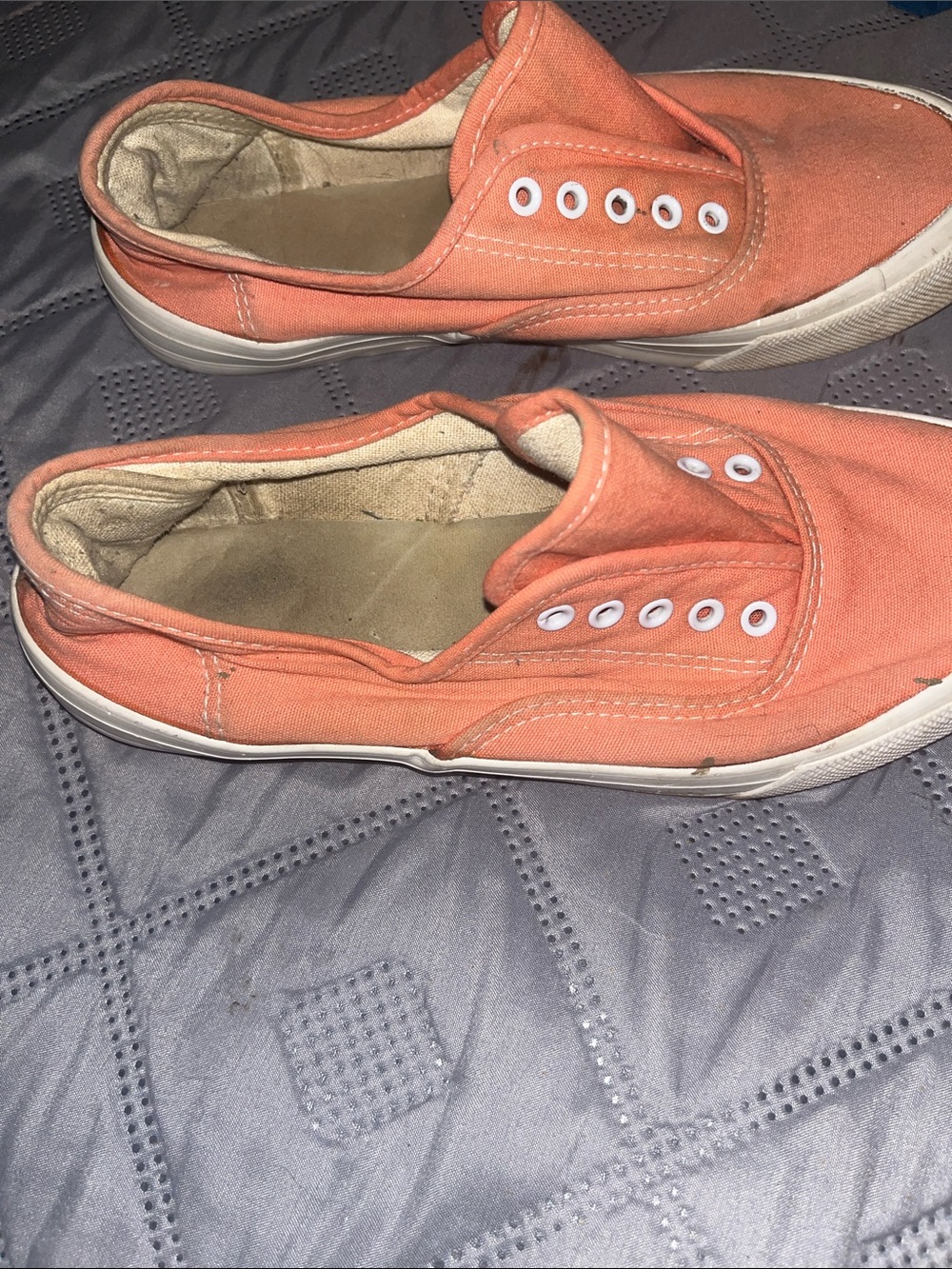Women's Slip-On Canvas Sneakers - Coral